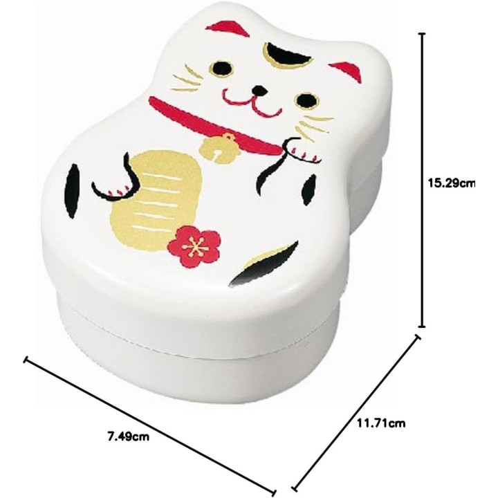 Boîte Bento Maneki-neko Blanc 2 Étages Tatsumiya Import Japon