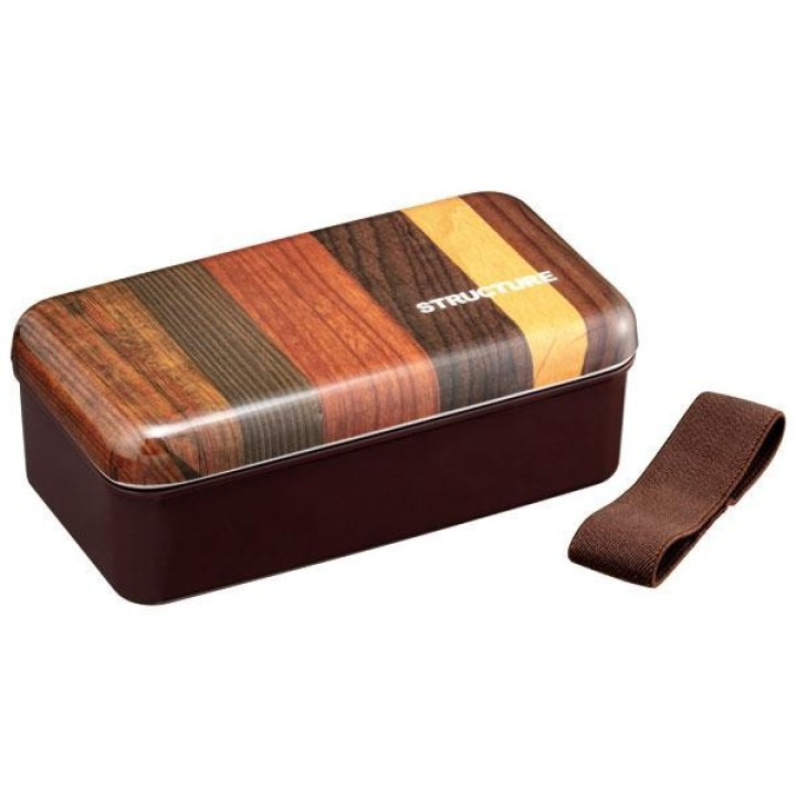 Skater Bento Dôme 870ml Marron Structure Bois - Import Japon