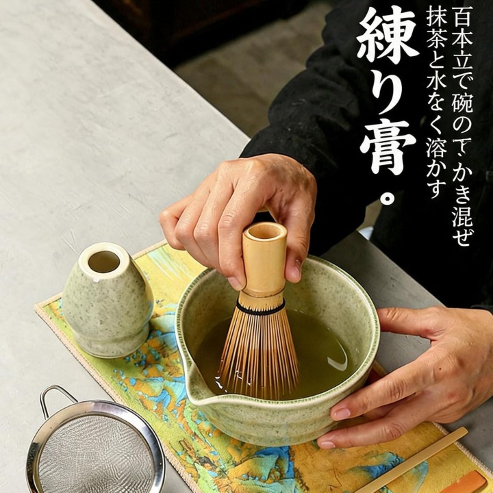 Set tradizionale per la cerimonia del tè Matcha, 7 pezzi, verde-2 | Japanzon