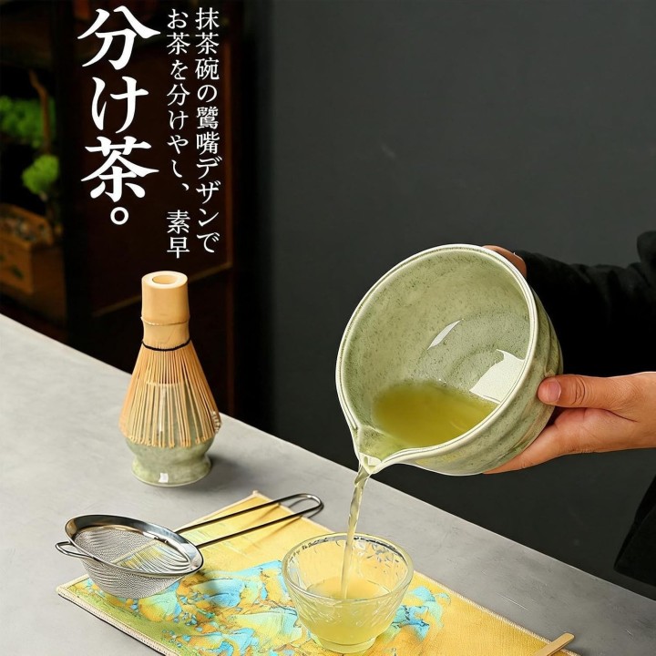 Juego tradicional de 7 piezas para la ceremonia del té Matcha, verde-2 | Japanzon