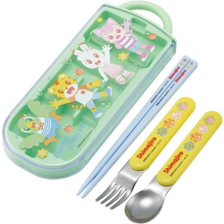 Shimajiro Skater Besteckset Staebchen Loeffel Gabel Kinder Japanisch