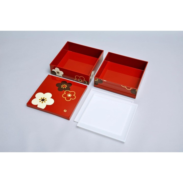 HAKOYA 2-stöckige Bento-Box Pflaumenblütenmuster - Japanischer Import