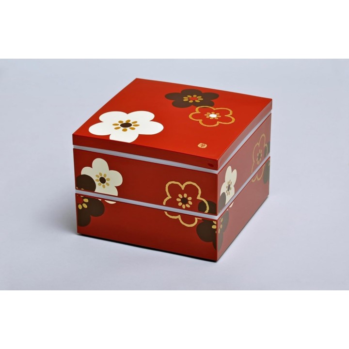 HAKOYA 2-stöckige Bento-Box Pflaumenblütenmuster - Japanischer Import