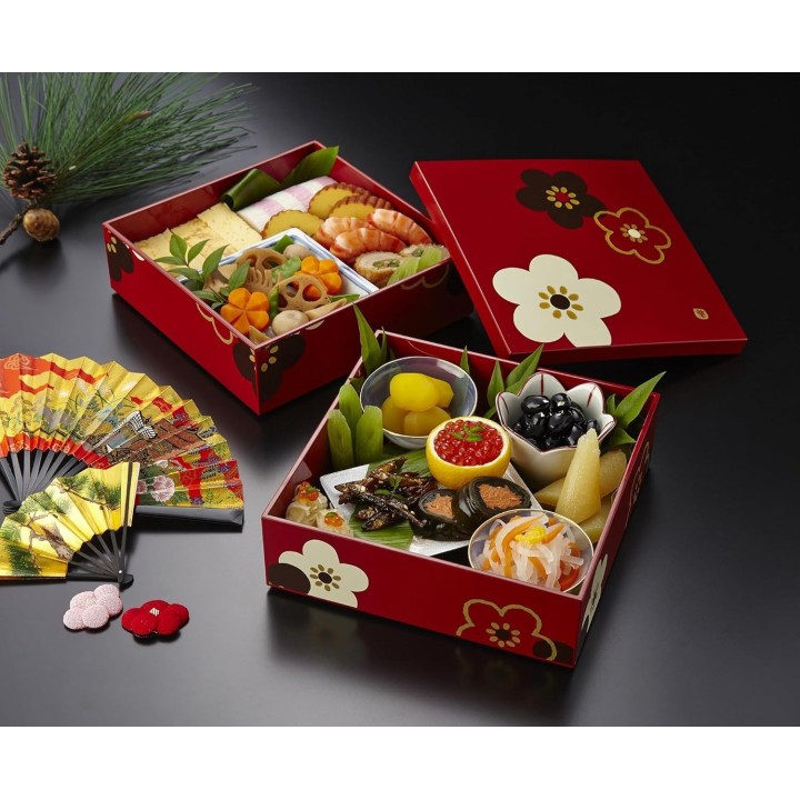 HAKOYA 2-stöckige Bento-Box Pflaumenblütenmuster - Japanischer Import