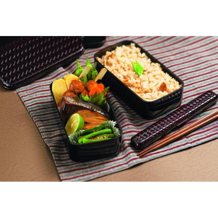 HAKOYA Boîte Bento 2 Étages Ajiro 500ml Marron - Import Japon