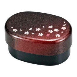 HAKOYA Boîte Bento 2 Étages 570ml Motif Sakura Rouge Japonais