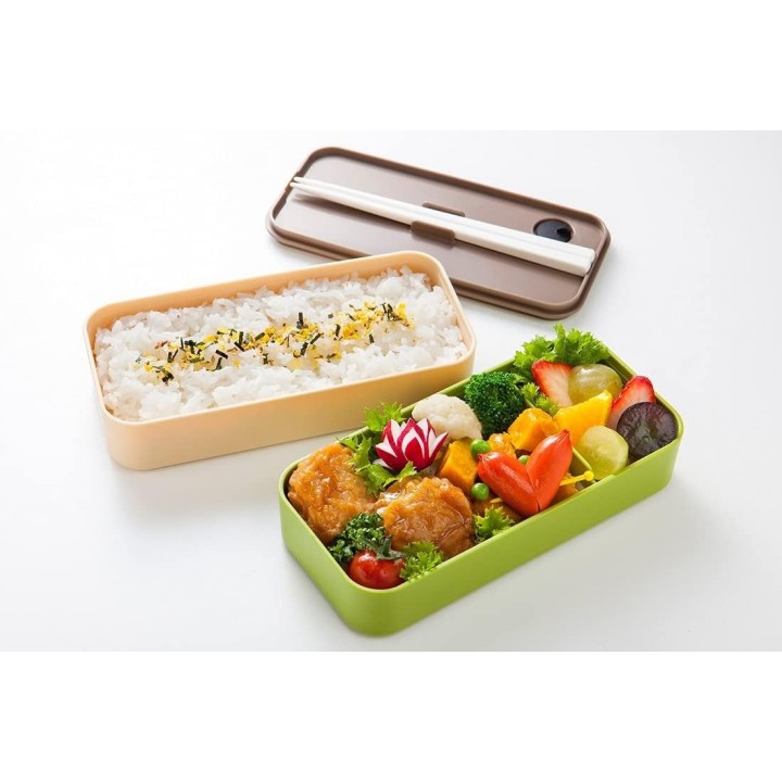 Scatola Bento 2 Piani Legno 600ml Bacchette - Import Giappone