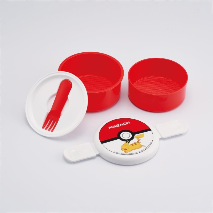 Fiambrera redonda de dos compartimentos «Poké Ball» con motivo de Pokémon Skater, 500 ml. Fabricada en Japón