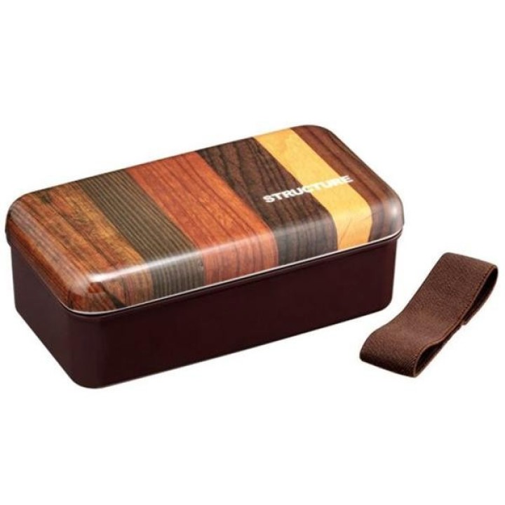 Skater Bento Dôme 870ml Marron Structure Bois - Import Japon