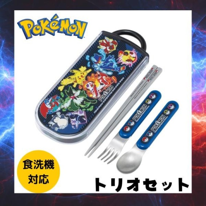 SKATER Set Trio Pokémon Bento Bacchette Cucchiaio Forchetta - JP