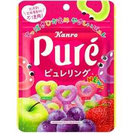 KANRO - Puré Ring - Bonbons Pomme, Raisin & Fraise 63g