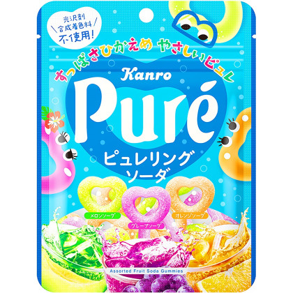 KANRO - Bonbons Puré Ring Soda - Melon, Raisin & Orange 63g