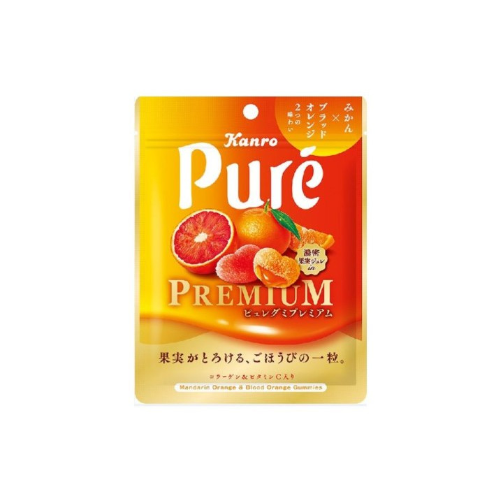 KANRO - Puré Premium - Bonbons Mandarine & Orange 54g