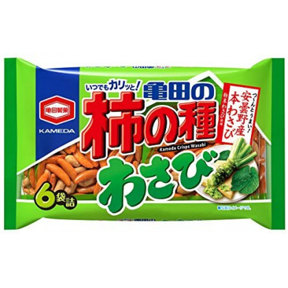 KAMEDA SEIKA - Rice Crackers Kaki no Tane Wasabi 6 bags of 182g