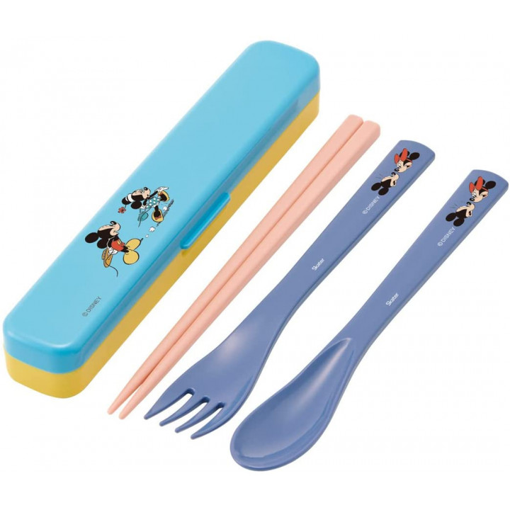 SKATER - DISNEY Mickey & Minnie - Bento Chopsticks, Fork & Spoon TAC1AG-A