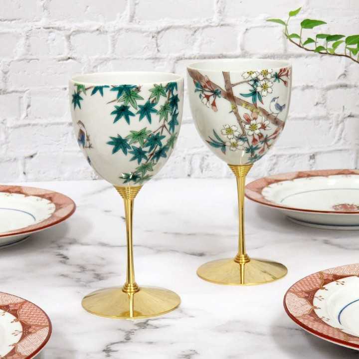 INO SEIHOU - Kutani-Yaki Wine Glasses | Cookingsan