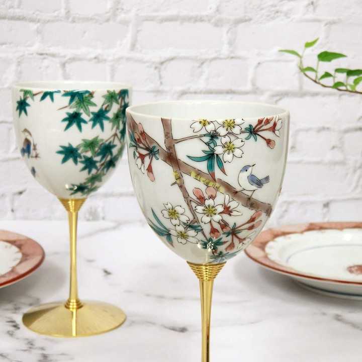 INO SEIHOU - Kutani-Yaki Wine Glasses | Cookingsan