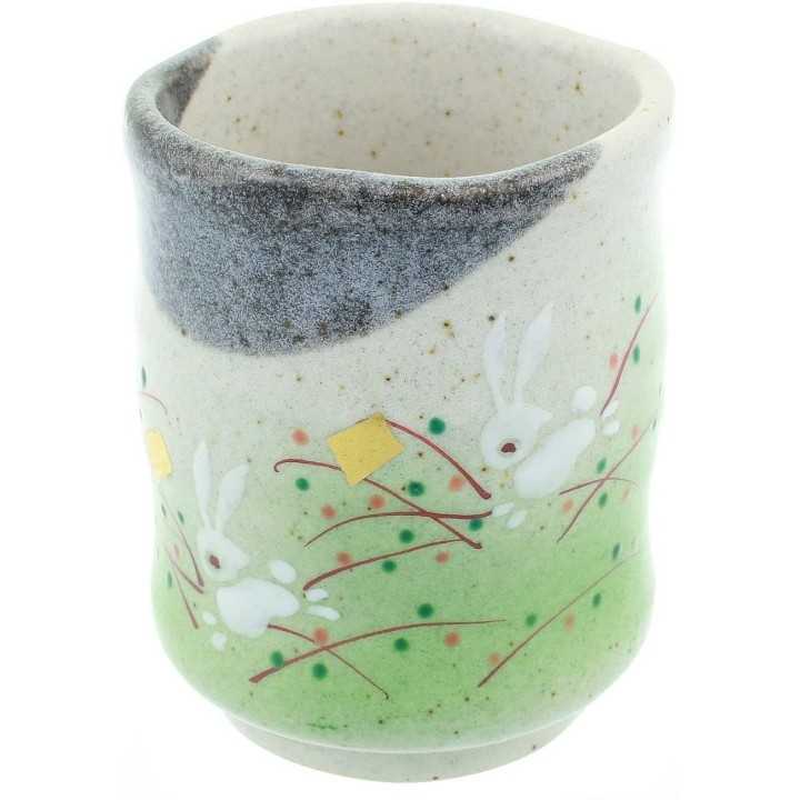 INO SEIHOU - Verre à Thé en Kutani-Yaki - Lapins