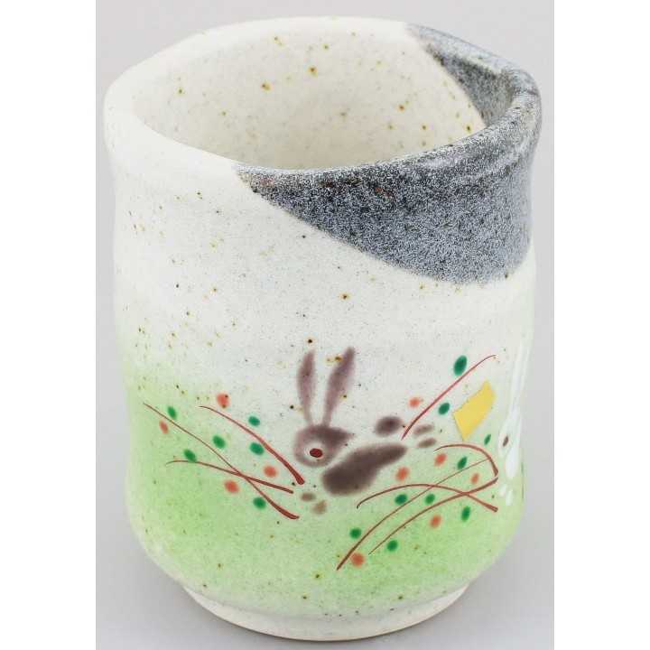 INO SEIHOU - Verre à Thé en Kutani-Yaki - Lapins