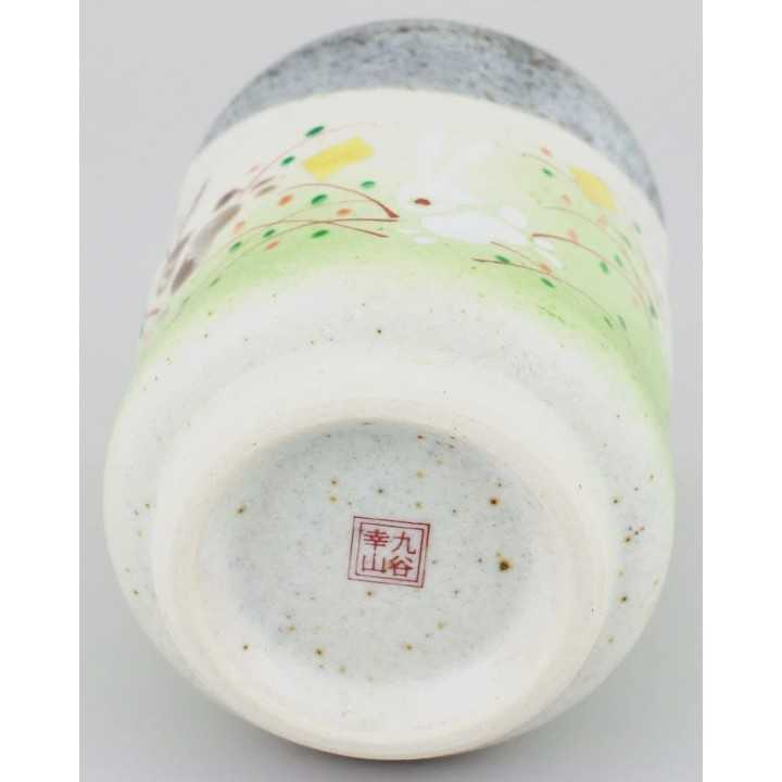 INO SEIHOU - Verre à Thé en Kutani-Yaki - Lapins