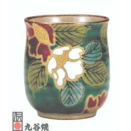 INO SEIHOU - Verre à Thé en Kutani-Yaki - Fleurs de Camélias