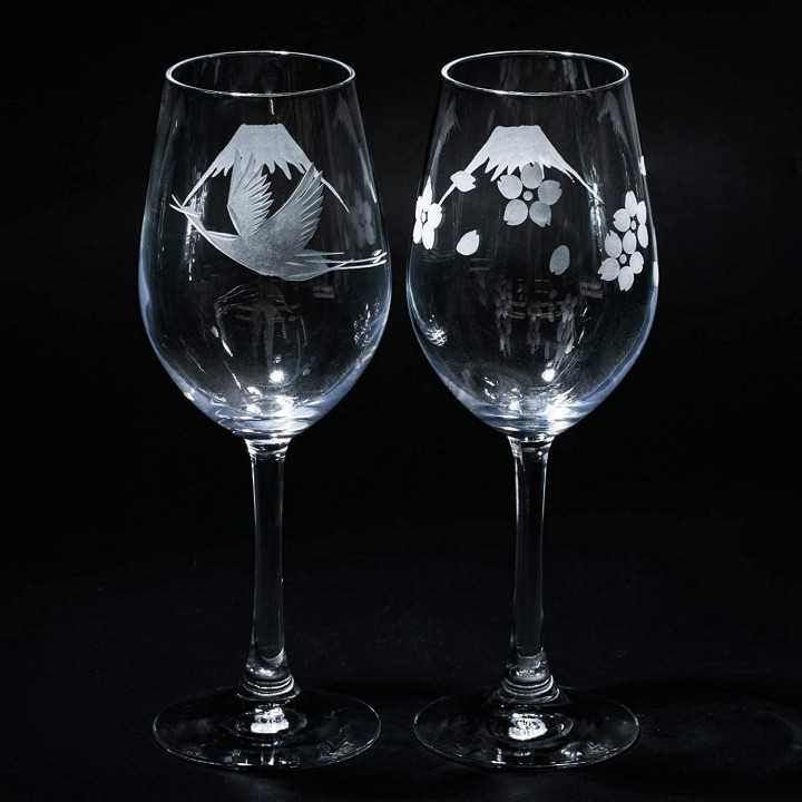 TABURO - Verres à Pied Mont Fuji (Edo Kiriko) TB0080-32/0080-33