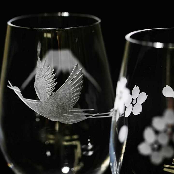 Verres à Pied Mont Fuji (Edo Kiriko) | Cookingsan.com