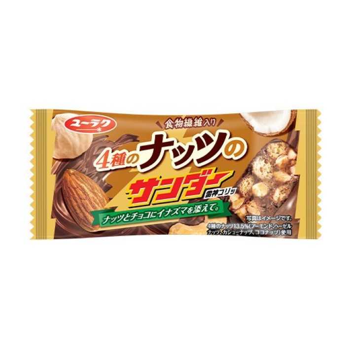 YURAKU SEIKA - BLACK THUNDER 4 Nuts Chocolate Bar