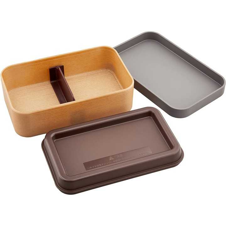 Showa - Boîte à bento Wood Grain Charcoal Gray| Cookingsan.com