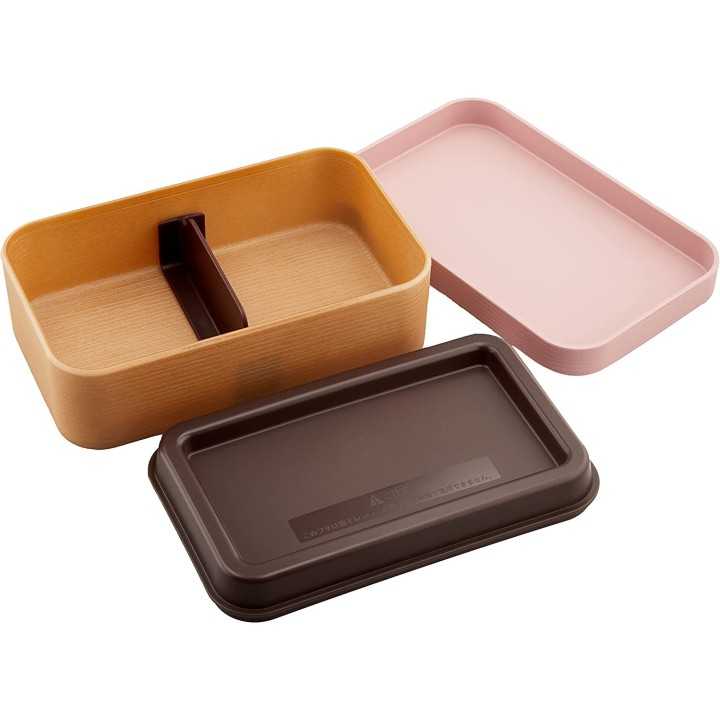 Showa - Bento Box Wood Grain Pink | Cookingsan.com