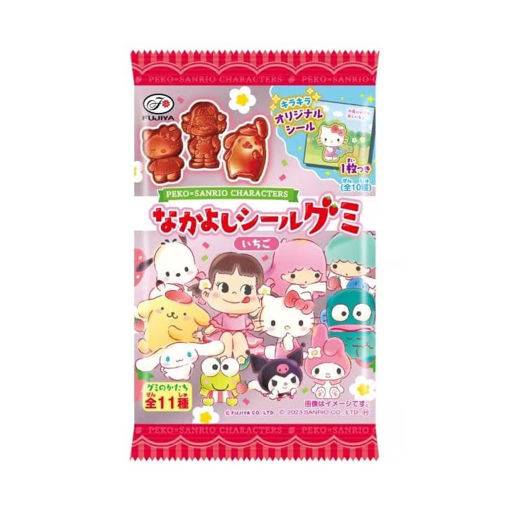 Fujiya - Peco & Sanrio Characters Sticker and Gummies Strawberry