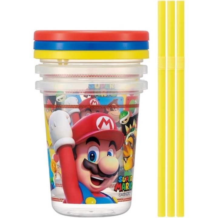 Lot de 3 verres à paille Super Mario, 320 ml, Skater, importés du Japon