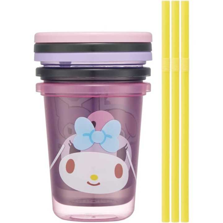Set di bicchieri in paglia My Melody Kuromi, 3 pezzi da 320 ml, Skater, importato dal Giappone