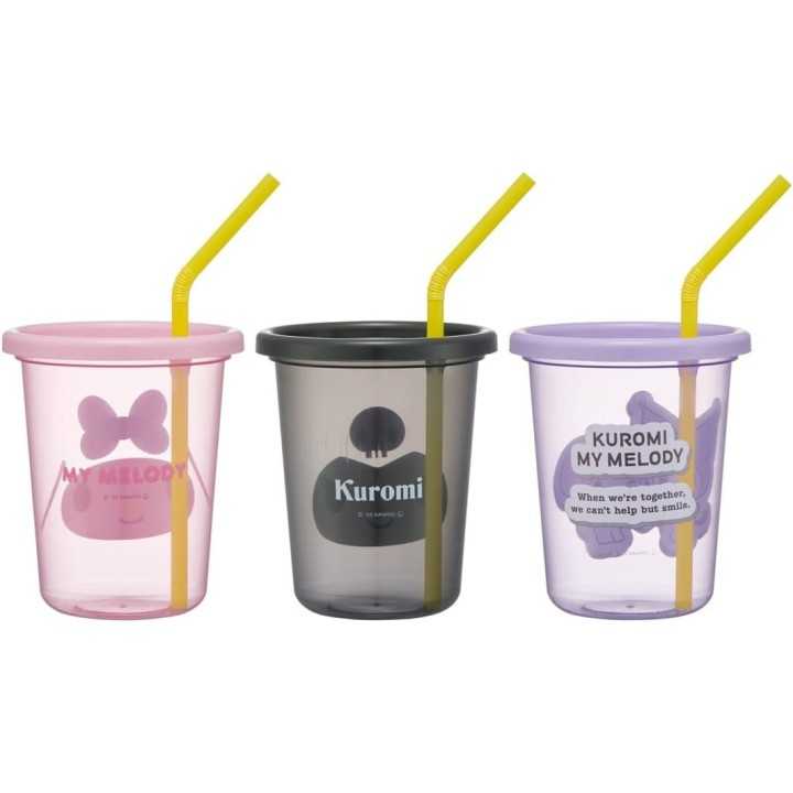 Set di bicchieri in paglia My Melody Kuromi, 3 pezzi da 320 ml, Skater, importato dal Giappone