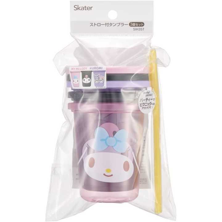 Set di bicchieri in paglia My Melody Kuromi, 3 pezzi da 320 ml, Skater, importato dal Giappone