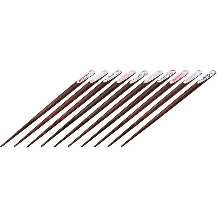 Coffret cadeau de baguettes Hello Kitty, 5 paires, 21 cm, importées du Japon