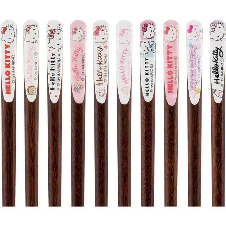 Coffret cadeau de baguettes Hello Kitty, 5 paires, 21 cm, importées du Japon
