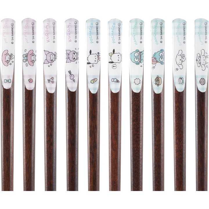 Set de regalo de palillos con personajes de Sanrio, 5 pares, 21 cm, importados de Japón