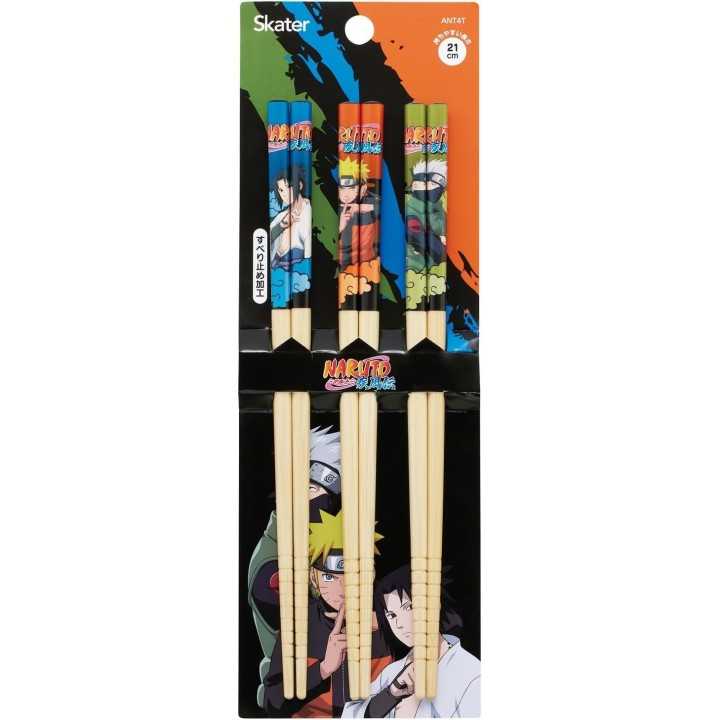 Set di bacchette in bambù per bambini Naruto, 3 paia da 21 cm, importate dal Giappone