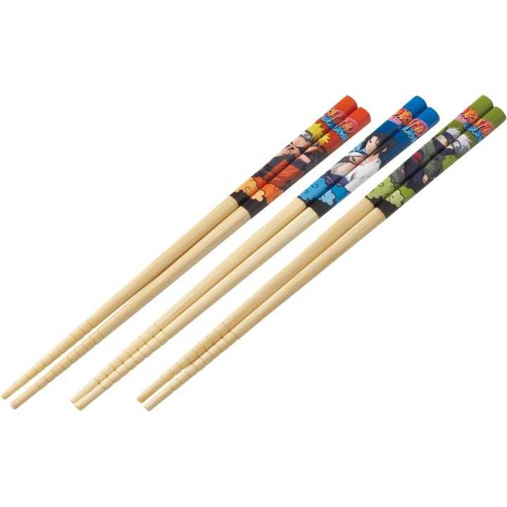 Lot de 3 paires de baguettes en bambou pour enfants Naruto, 21 cm, importées du Japon
