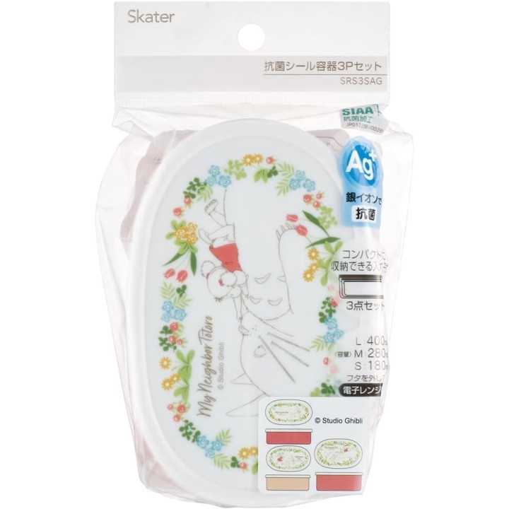 Set de fiambreras Totoro, 3 piezas, Skater Bento, importado de Japón