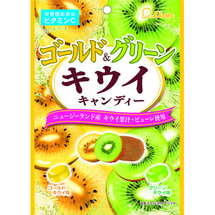 LION OKASHI - Green and golden Kiwifruit Candies 72g